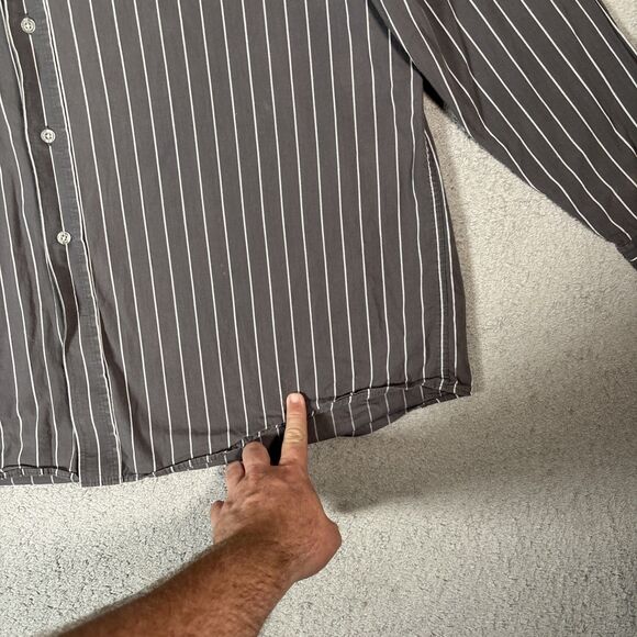 Avirex Shirt Mens Size XXL Button Up Gray White Stripes Jesse Pinkman Y2K Grunge - Picture 10 of 16